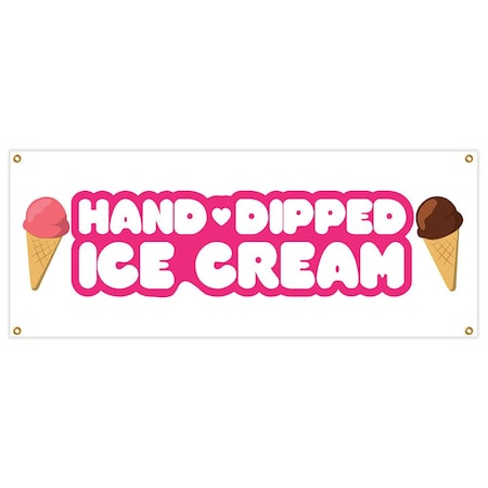 Signmission Hand Dipped Ice Cream Banner Heavy Duty 13 Oz Vinyl with Grommets B-Hand Dipped Ice Cream